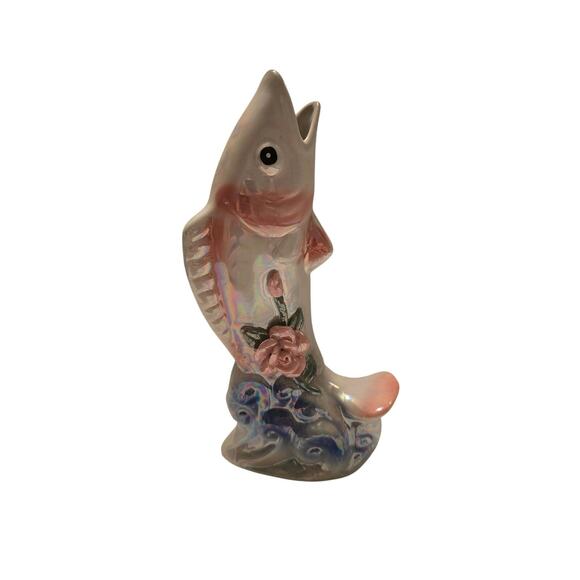 VTG Ceramic Pastel Fish Shaped Bud Vase 8" - Picture 1 of 7